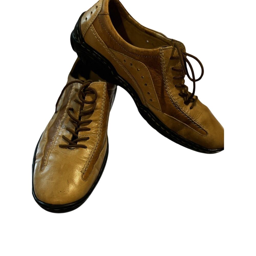 Josef Seibel Tan Leather Womens Lace Up Oxford Retro Academia, Shoe 6-6.6 grunge